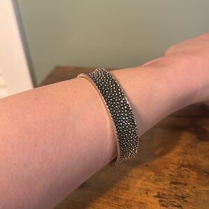 Vintage Silver Bangle Bracelet, Textured, Retro, Boho